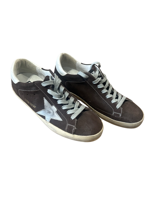 Golden Goose Super Star Brown Suede Ecru Nappa Star Detail Skateboard Shoes /41