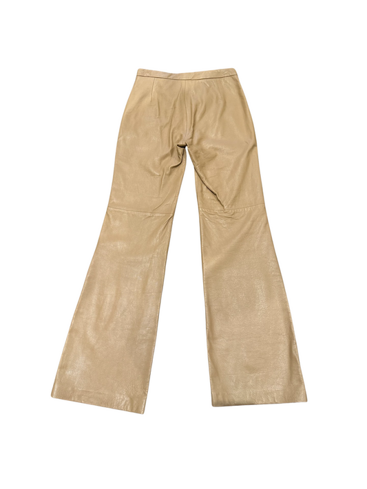 MaxAzria Collection Cognac Wide Leg Leather Trousers