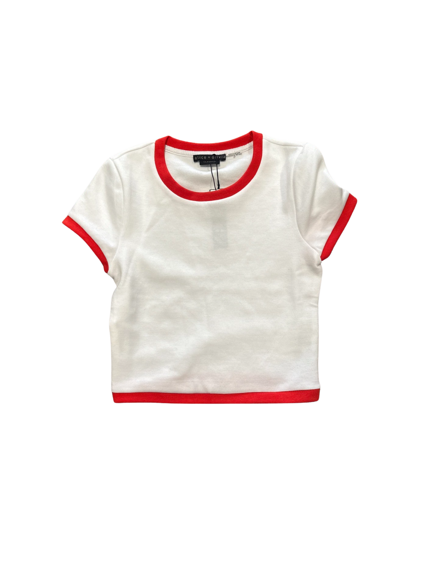 Alice + Olivia Baby Tee Off White W/Bright Ruby Trim
