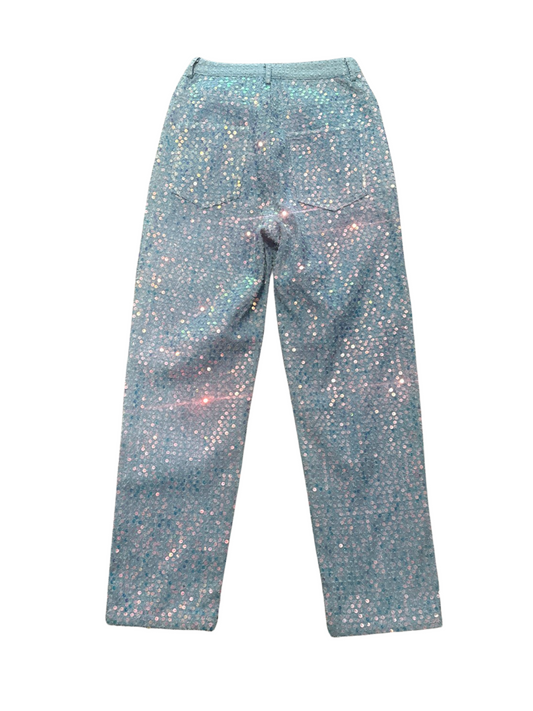 Dance and Marvel Sparkly Two Tone Metallic Sequins Jeans