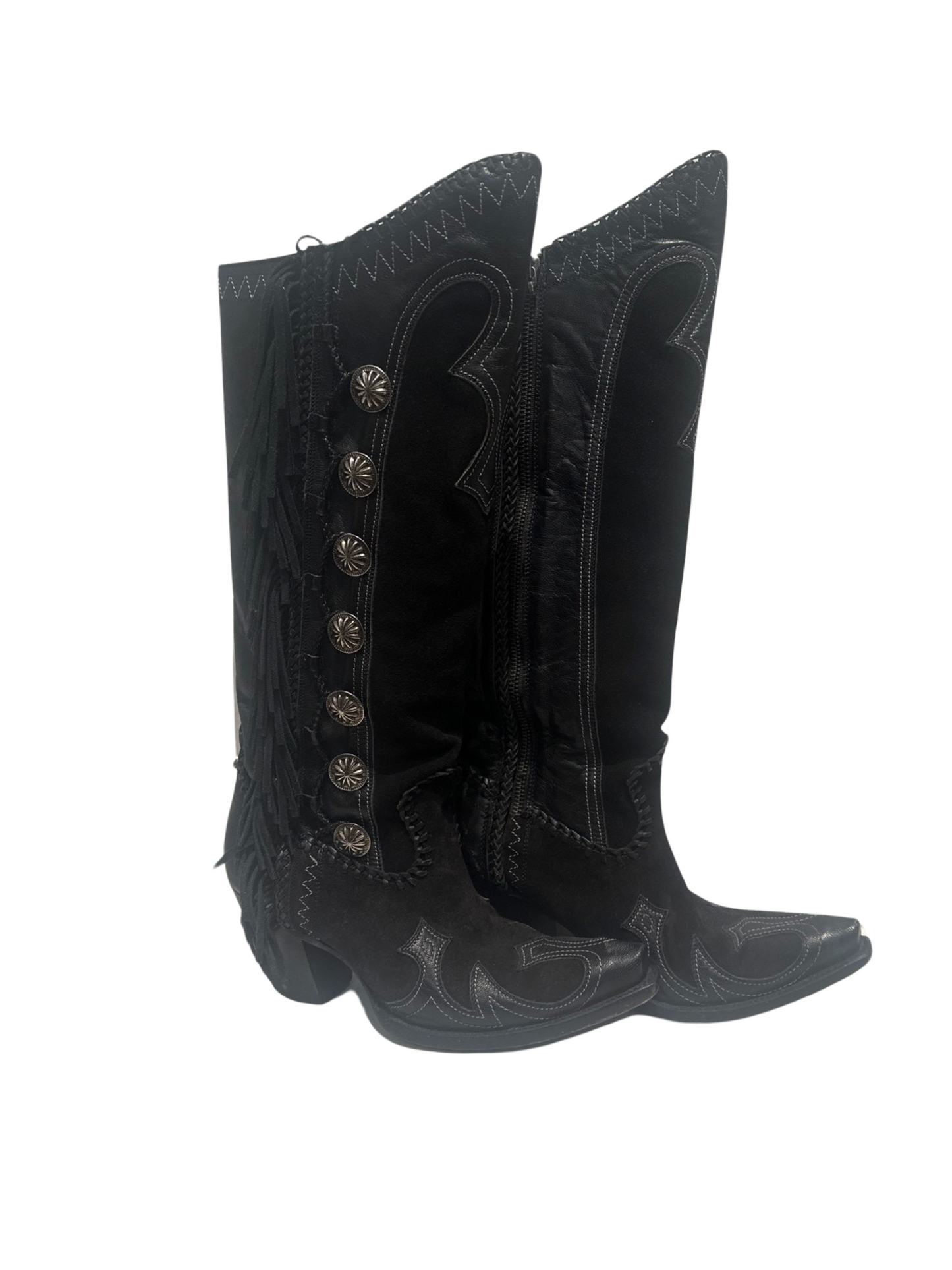 Lane Double D Ranch Wester Black Boots 8.5