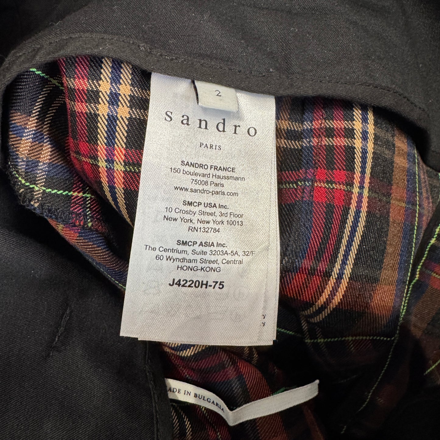 Sandro Paris Plaid Skirt with Belt Size 2