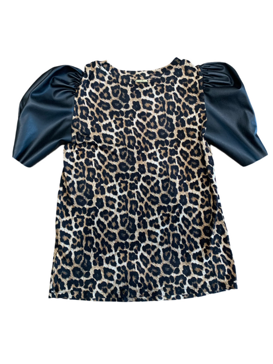 Michael Kors Cheeta Print Black Sleeve Shirt