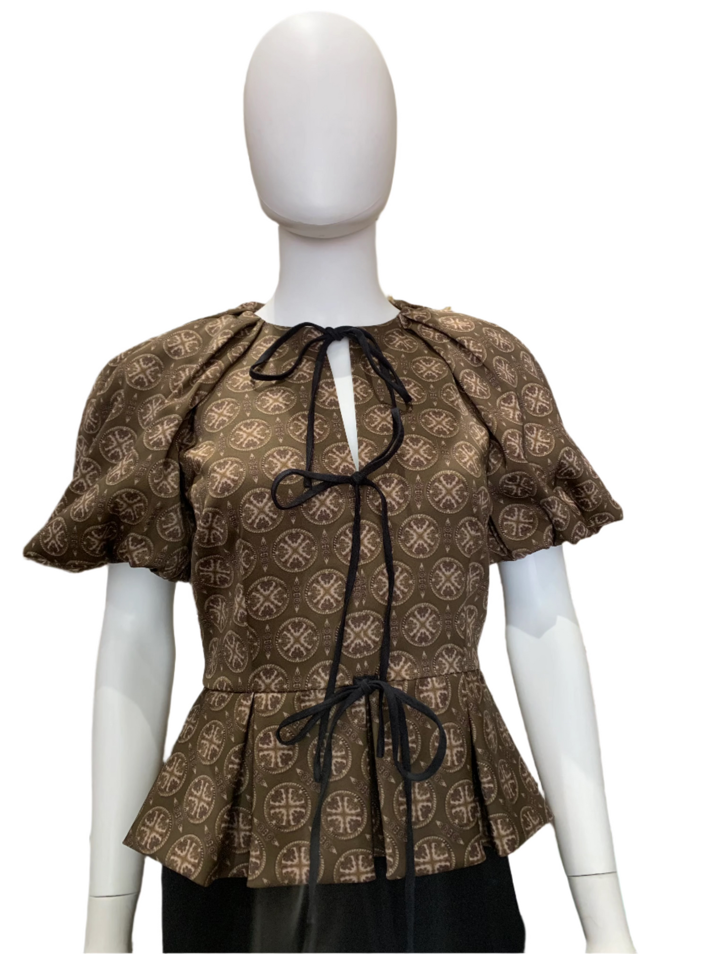 Antonio Melani Brown Puff Up Sleeve Top Size 4