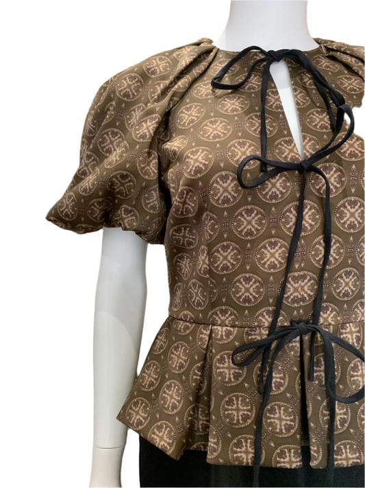 Antonio Melani Brown Puff Up Sleeve Top Size 4