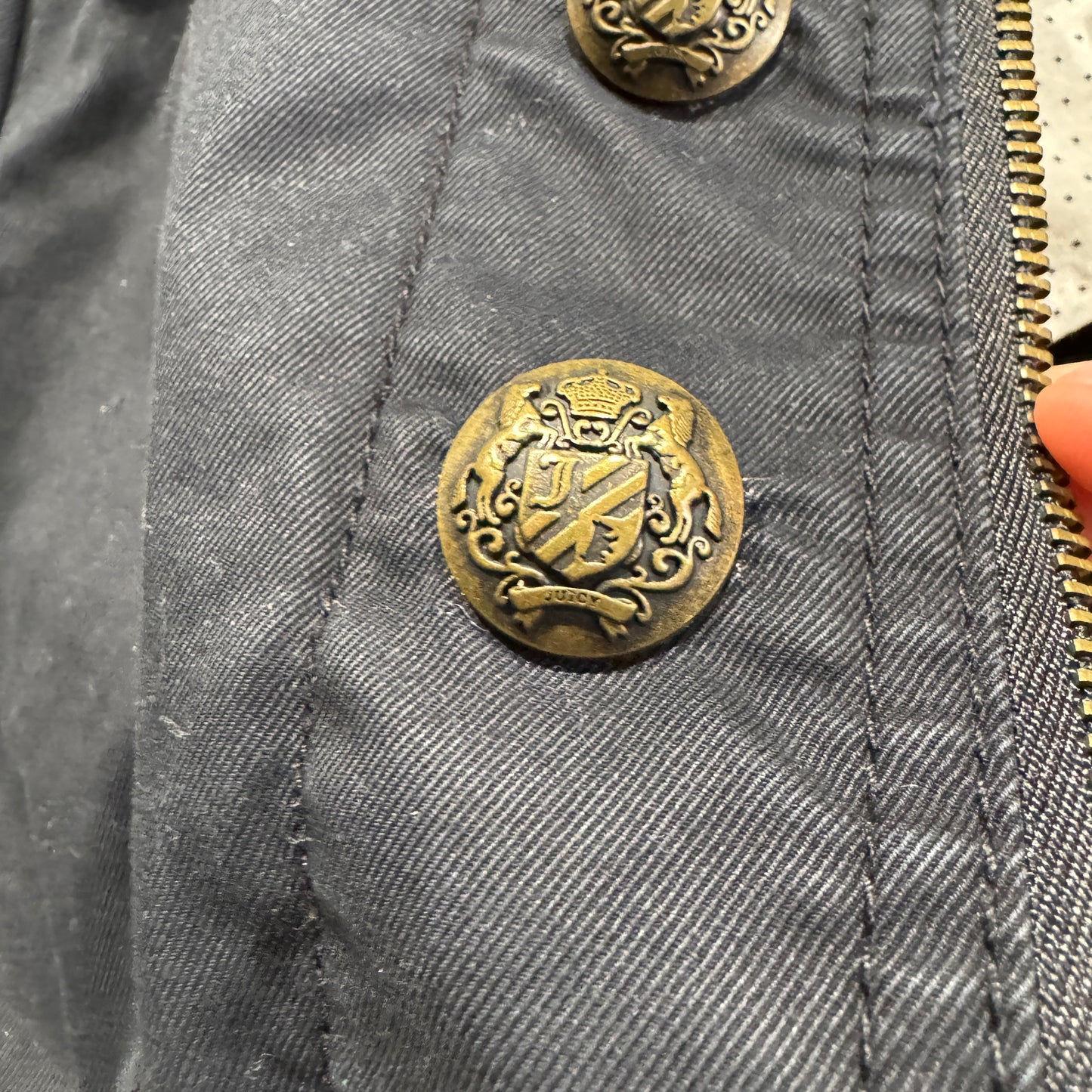 Juicy Couture Denim Black Military Jacket XS