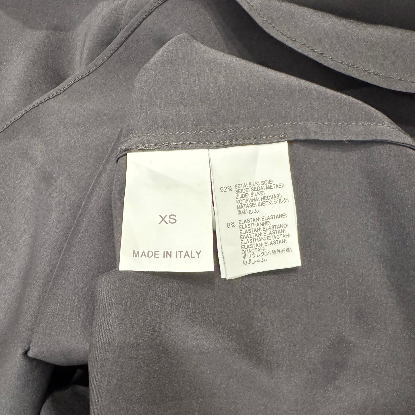 Brunello Cucinelli Bead Detail Charcoal Silk Blend Blouse Long Sleeve XS