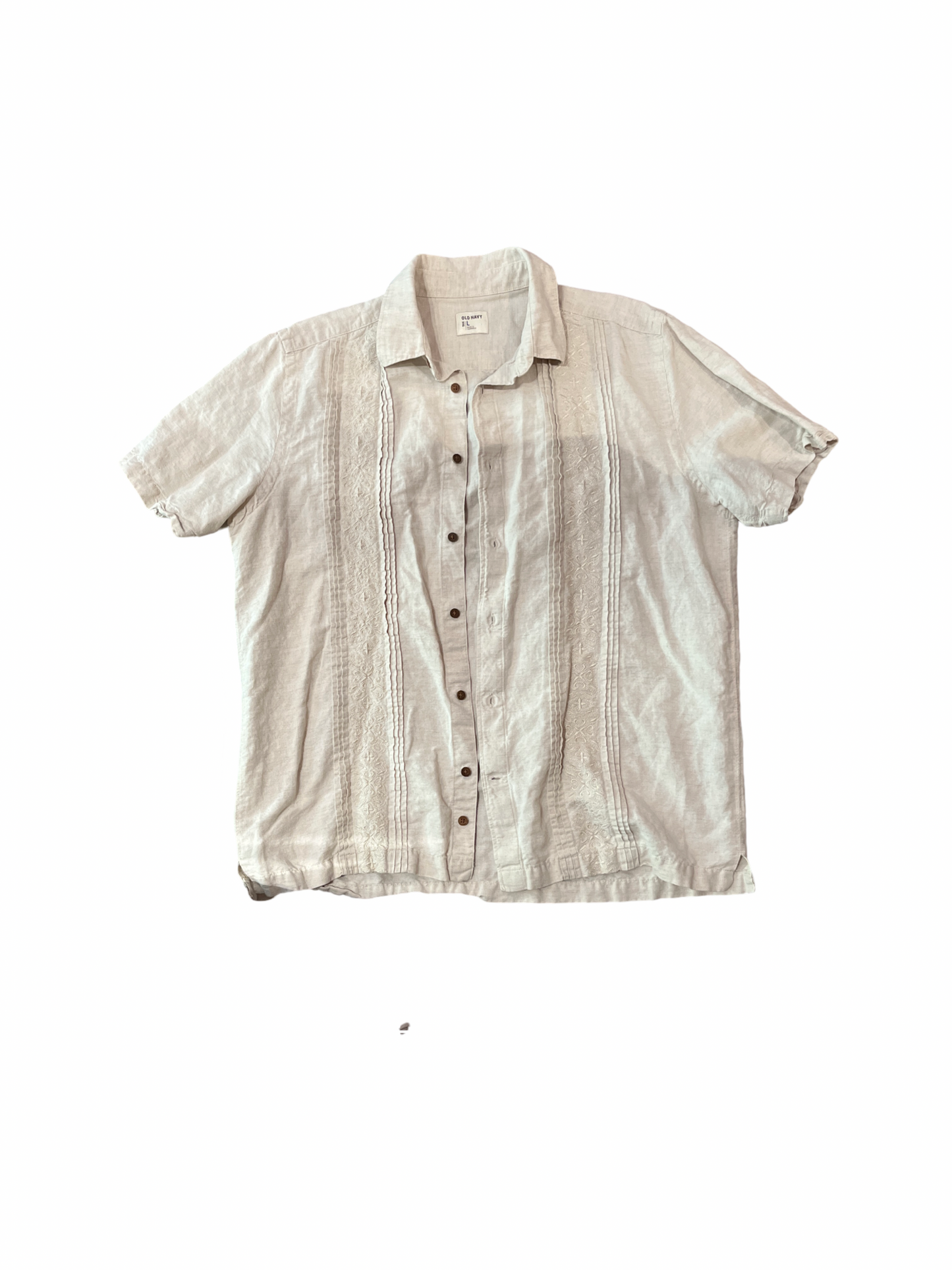 Old Navy Tan Linen Shirt With Details /L