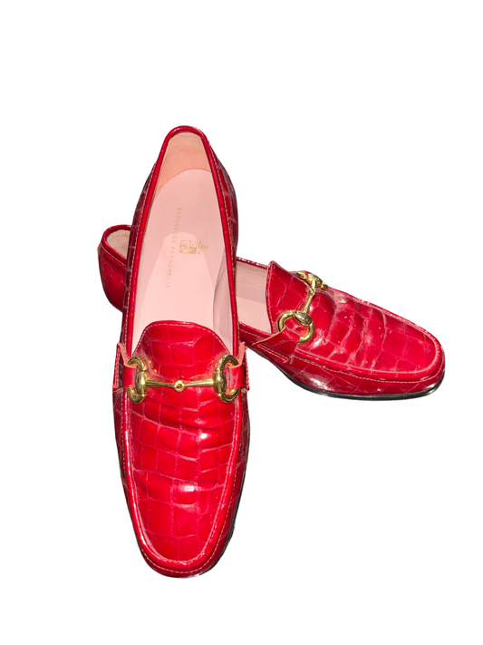Baronessa Franchetti Italian Red Leather Loafers
