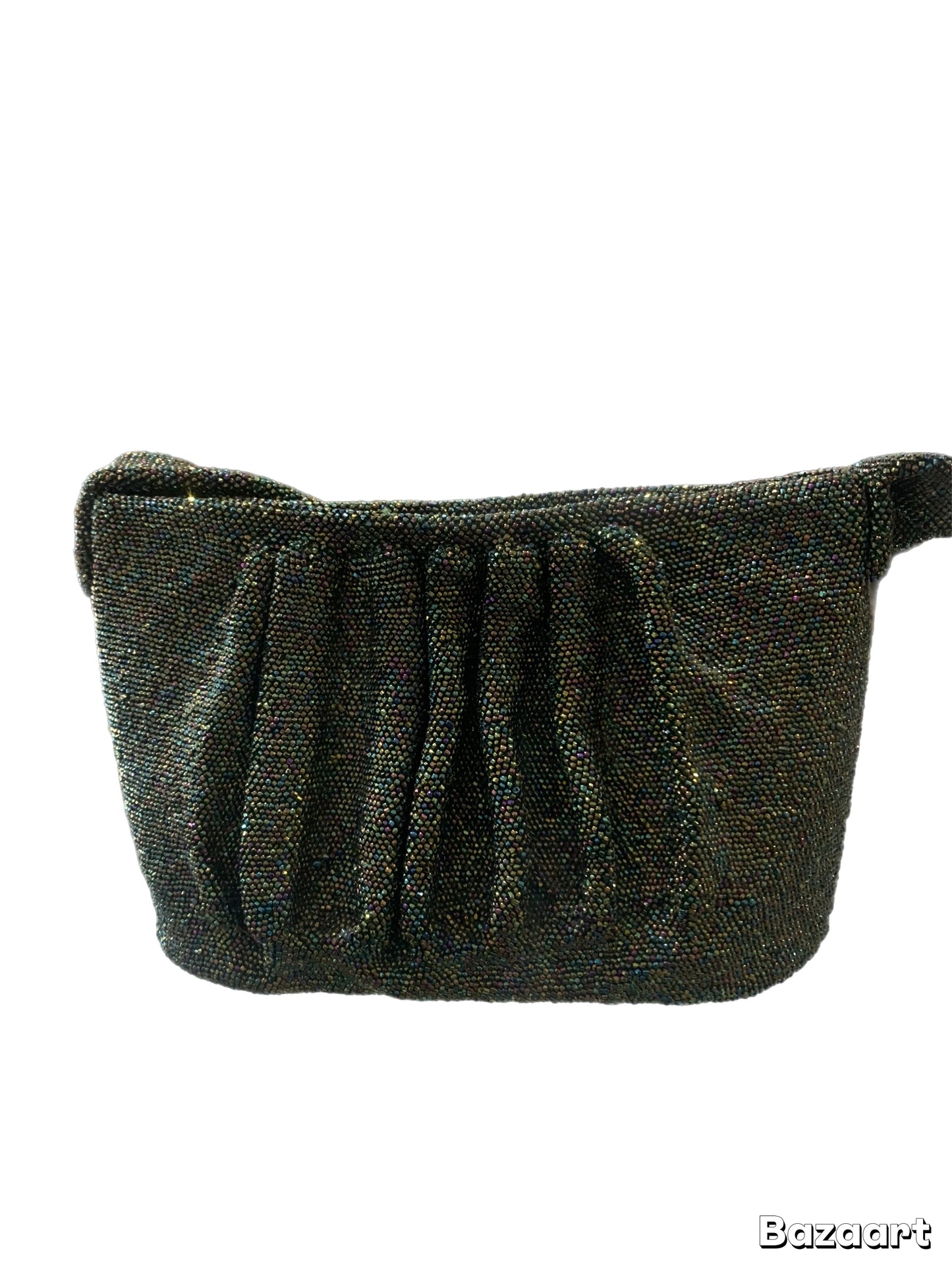 Vintage 40's Dark Green Iridescent Seed Bead Handbag