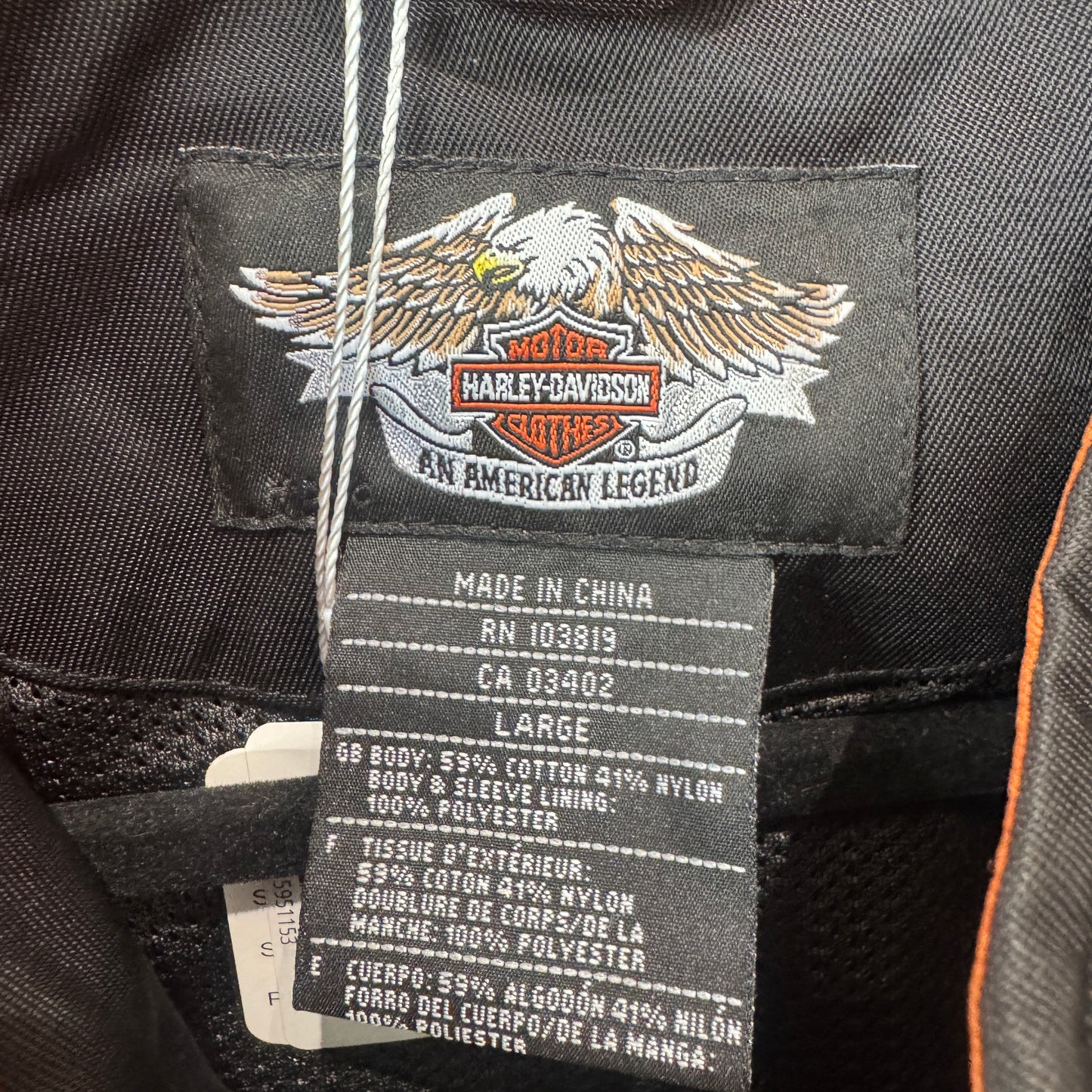 Harley Davidson Nylon Cafe Jacket Orange Piping Large