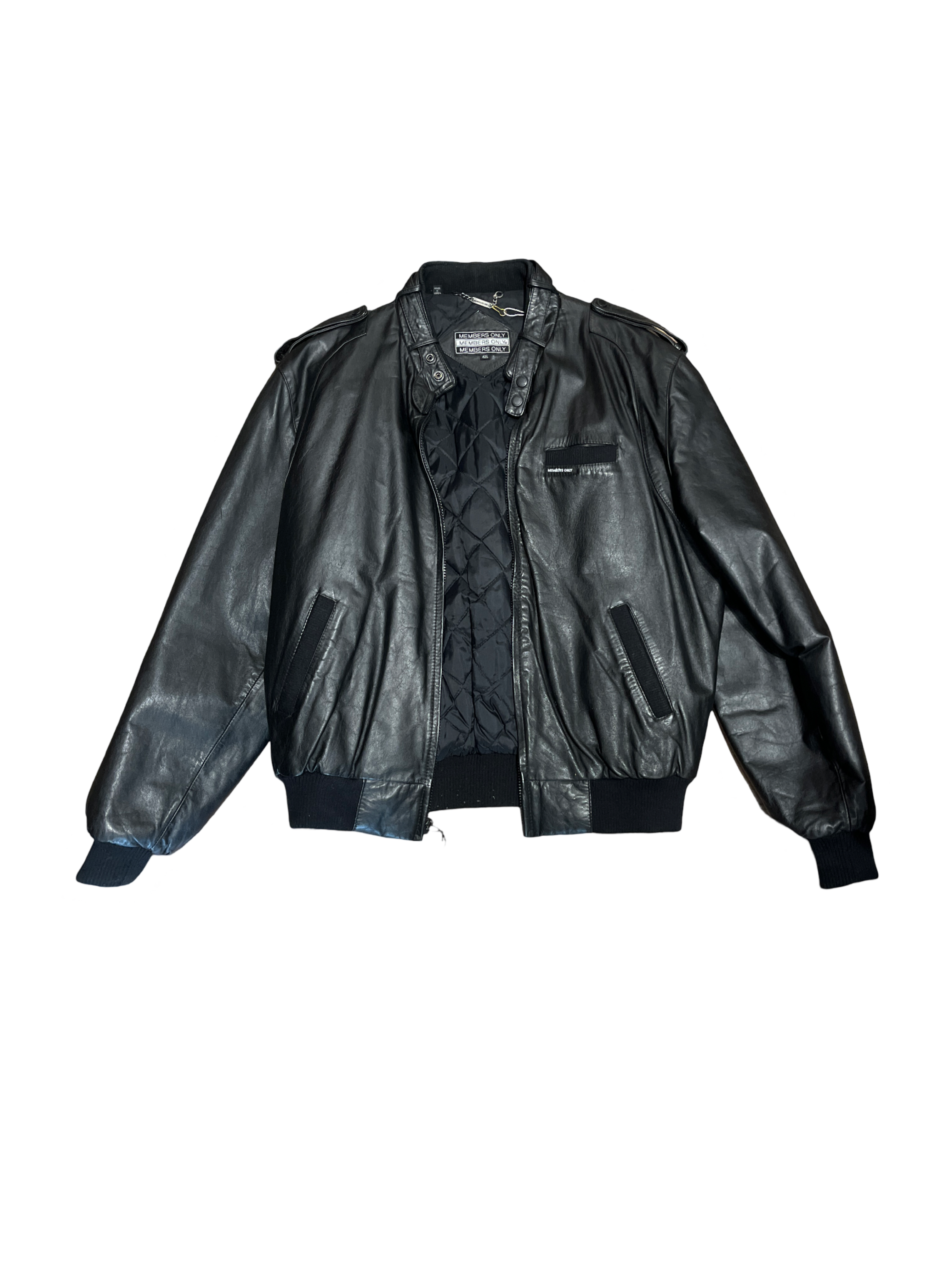 Members Only Black Leather Vintage Bomber Jacket /42L – the-aspenite