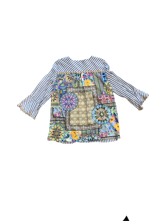 John Mark Back-Patterned Striped Ruffled cuff Striped Tunic