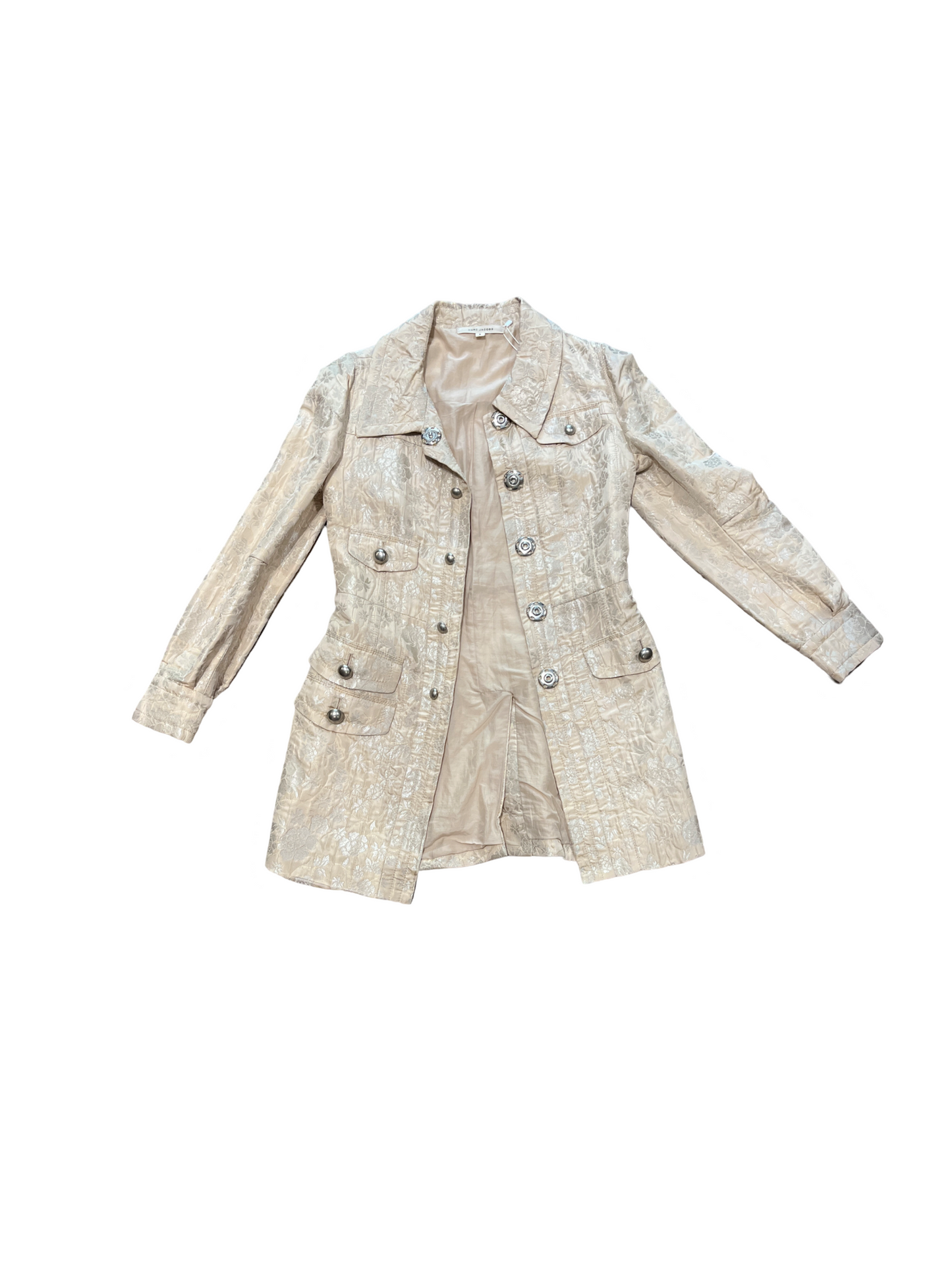 Marc Jacobs Long Cream and Metallic Gold Brocade Coat /6