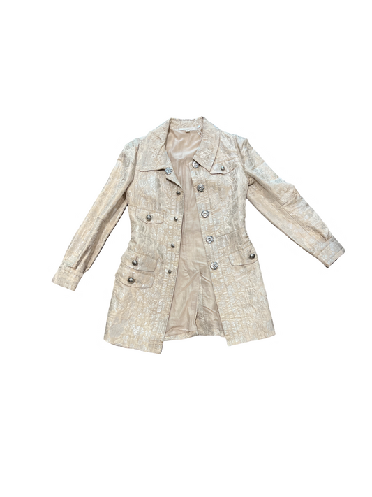 Marc Jacobs Long Cream and Metallic Gold Brocade Coat /6