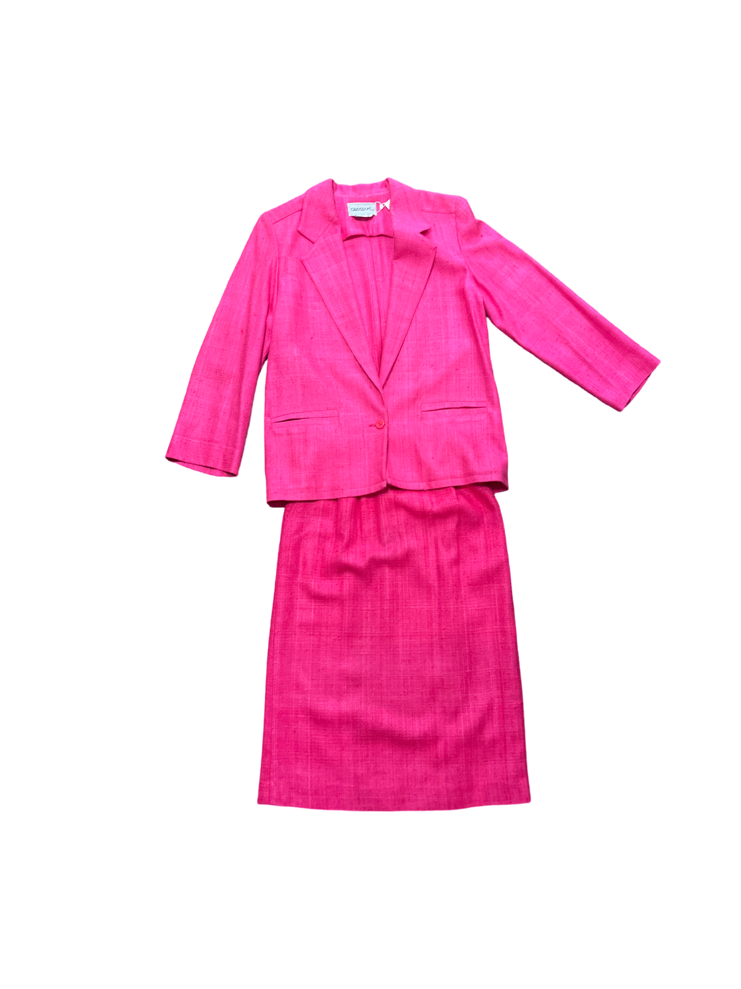 Ciao Sport Vintage 100% Silk Hot Pink Set Blazer & Skirt /8