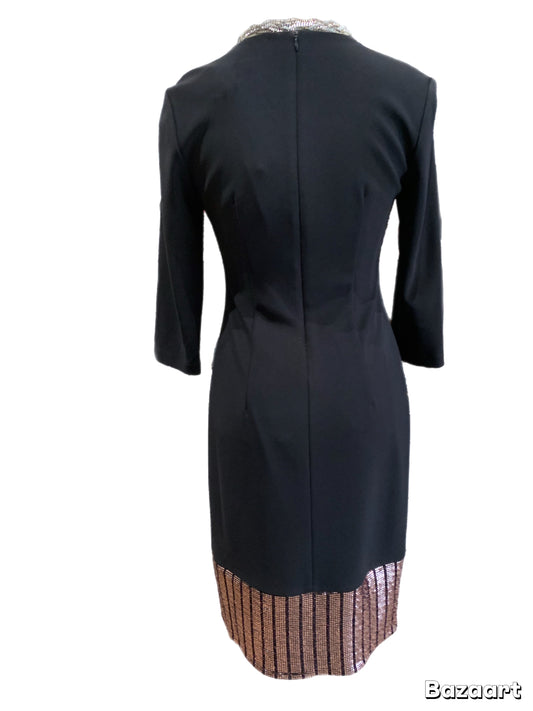 Joseph Ribkoff Black Modele/Rose Gold Sequins Dress