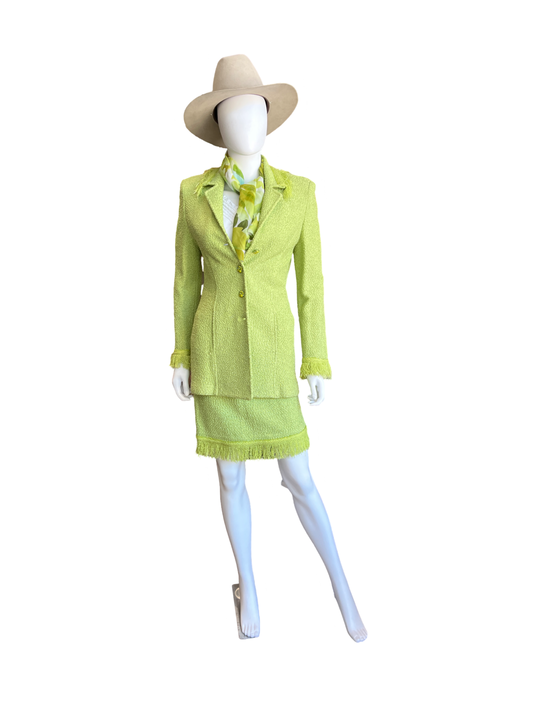 St John Couture Green Sparkly Skirt Set