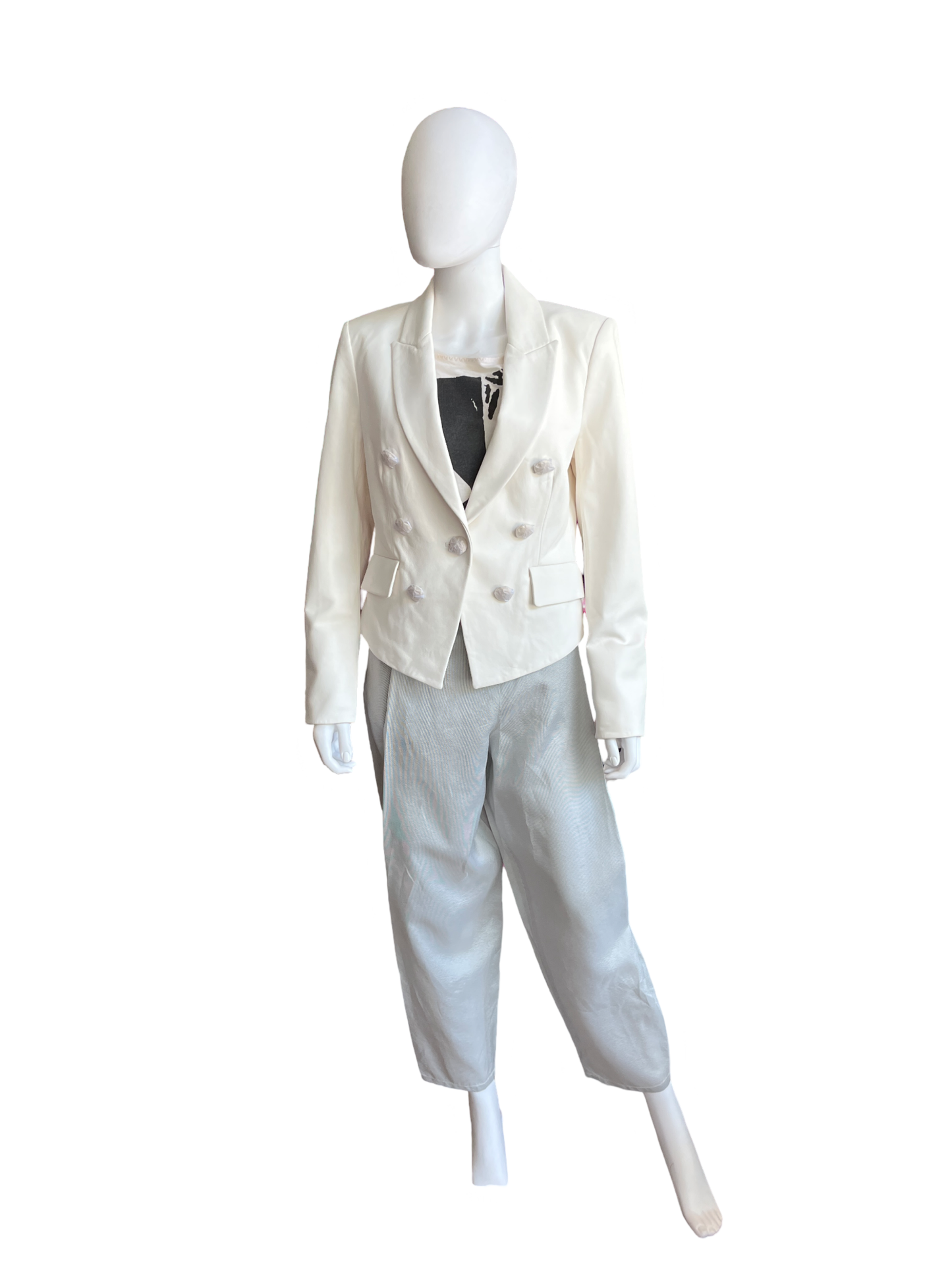 Veronica Beard Cooke Dickey White Leather Jacket Size 8
