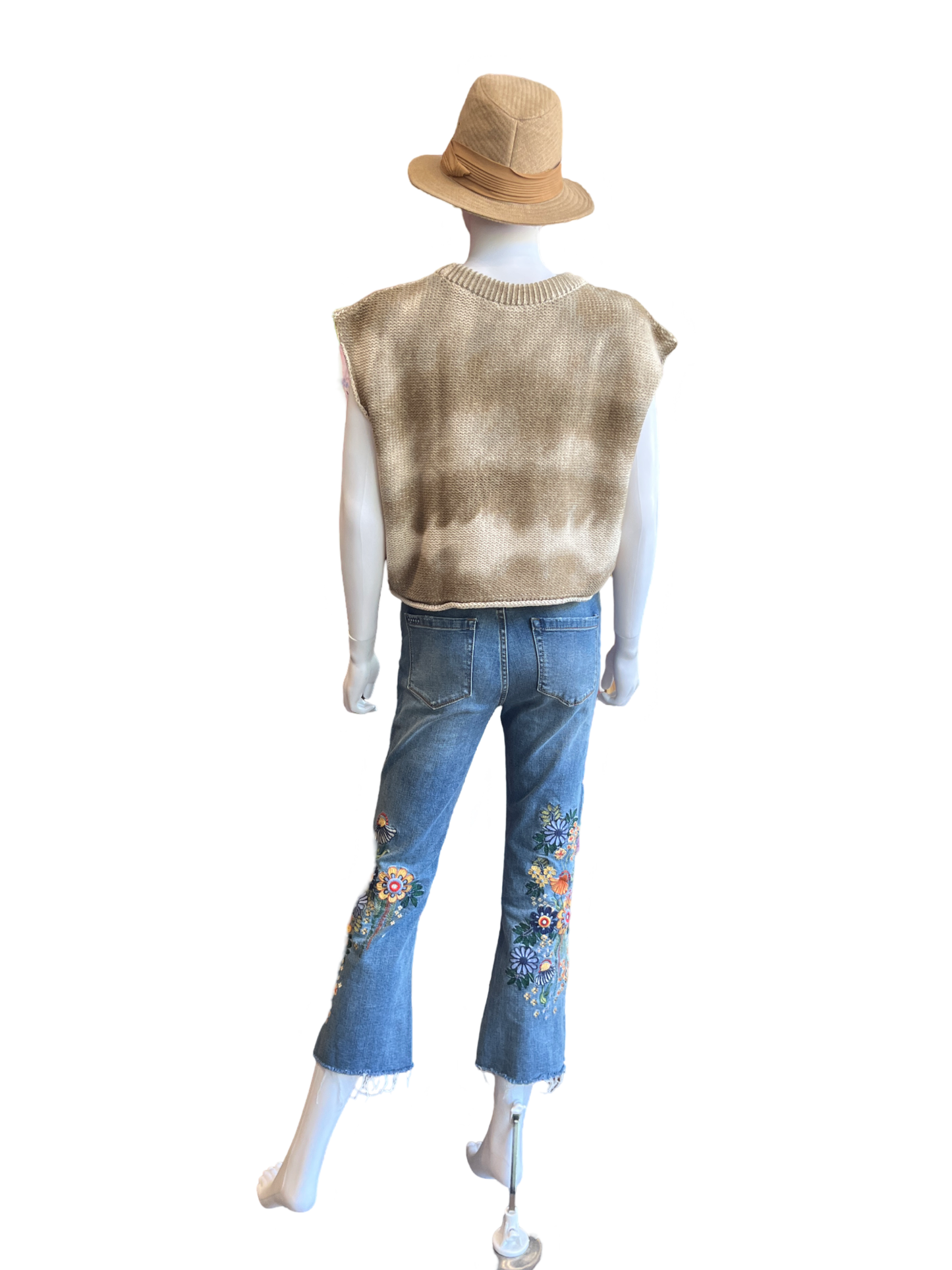 Blank NYC Great Jones High Rise Crop Embroidered Floral Jeans