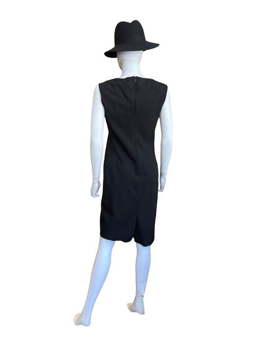 Loro Piana Fitted Black Scoop Neckline Midi Dress /42