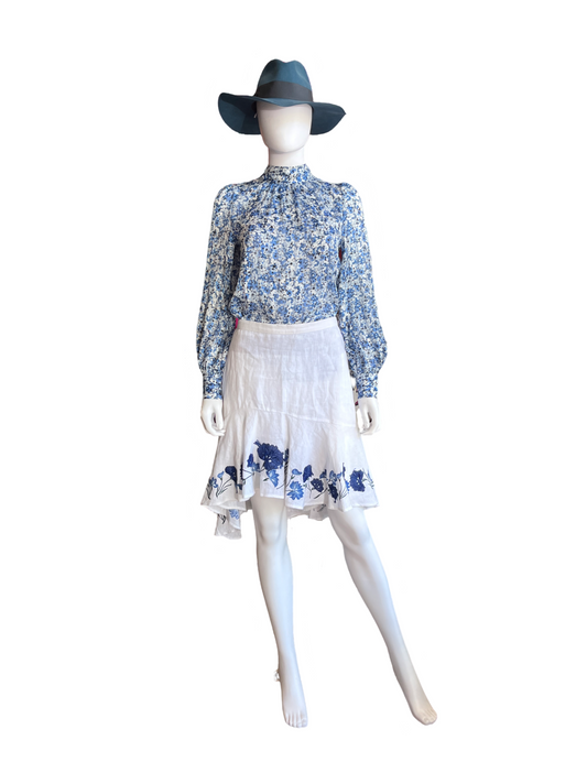 Club Monaco Lolia Linen and Raffia Skirt S