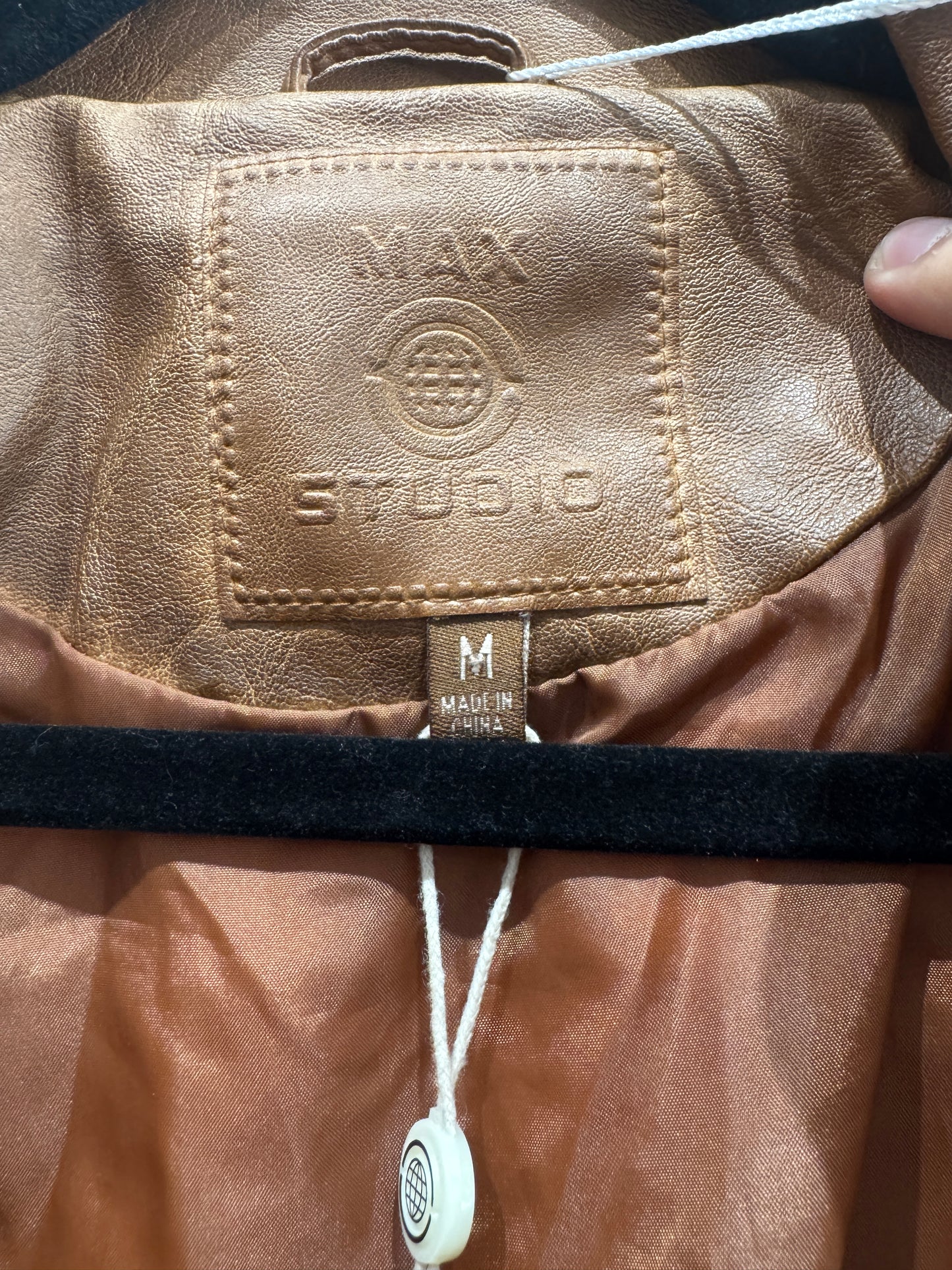 Max Studio Faux Leather Brown Moto Jacket