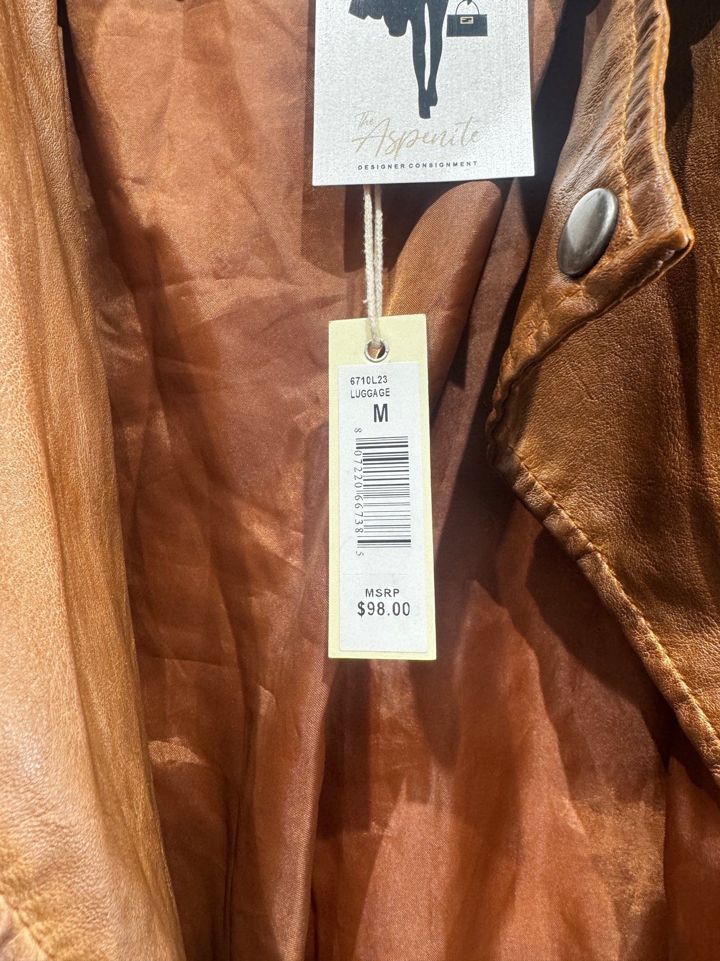 Max Studio Faux Leather Brown Moto Jacket