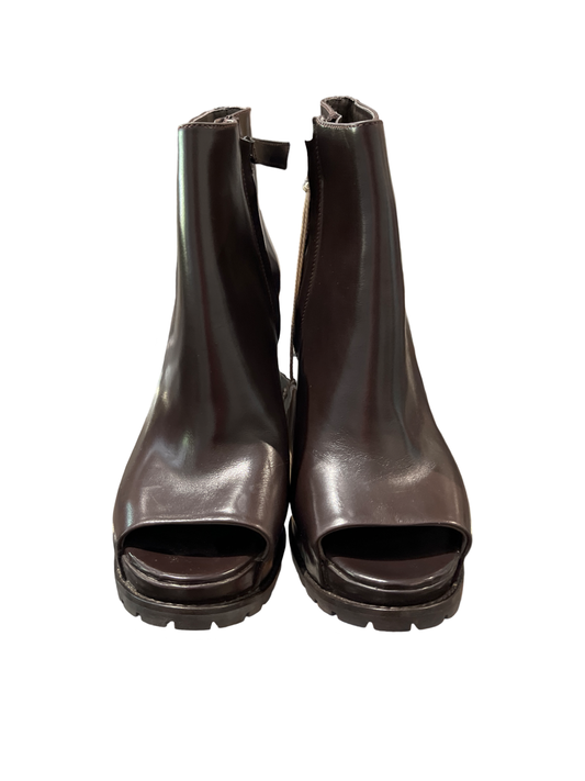 Brunello Cucinelli Open Toe Brown Leather Boots /6.5