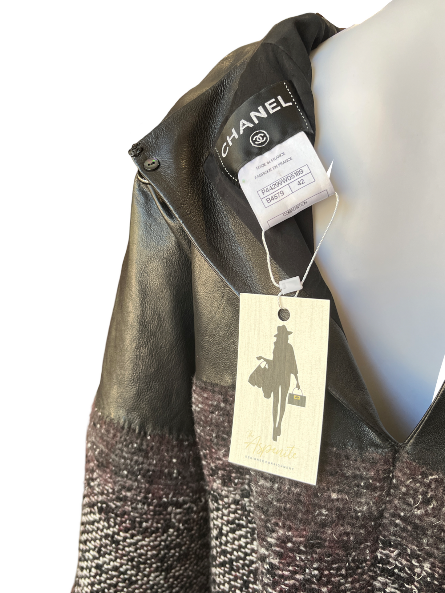 Chanel Black Leather & Tweed Tunic Dress /42