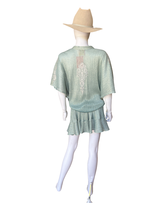 Vanita Rosa Maille Sky French Lace Applique Noe Skirt /One Size