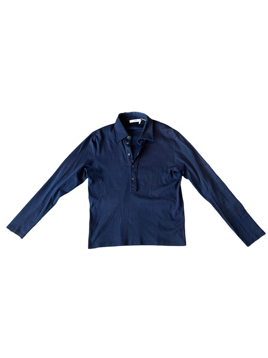 Prada Navy Collared Long Sleeve Shirt /L