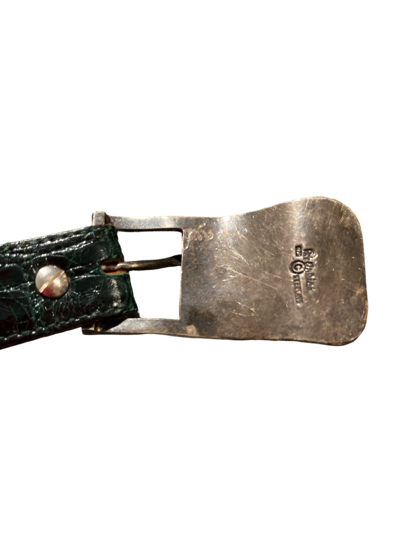 Pat Areias Vintage Sterling Silver Buckle and Genuine Alligator Leather Belt