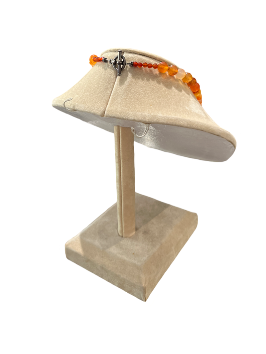 Real Orange Stone Tarnish Squared Pendant