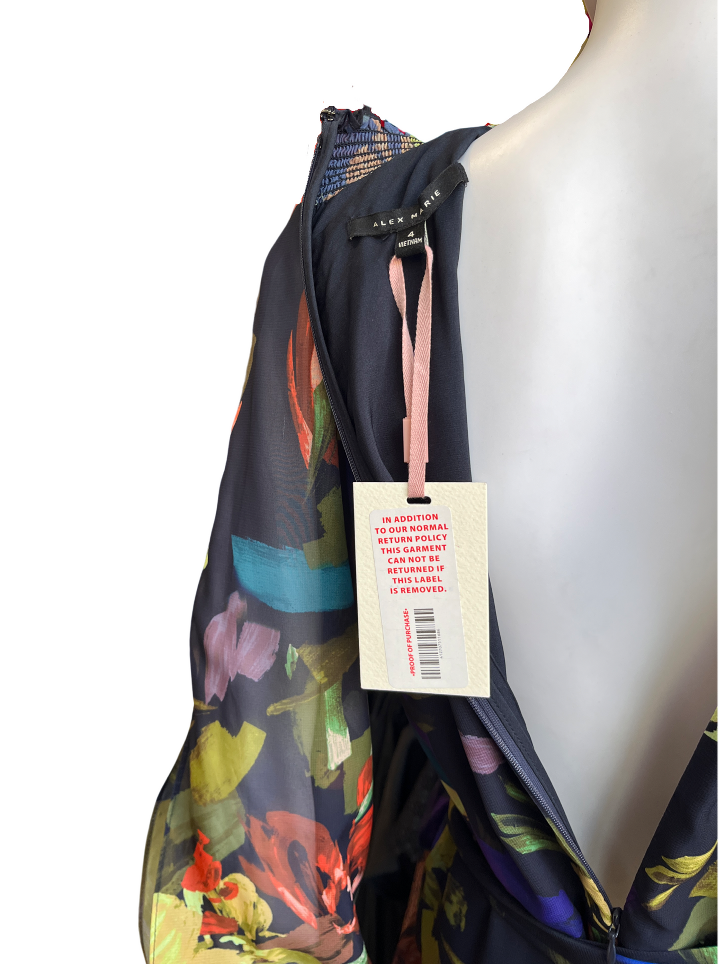 Alex Marie High Neck Dark Blue Dress w/ Florals /4