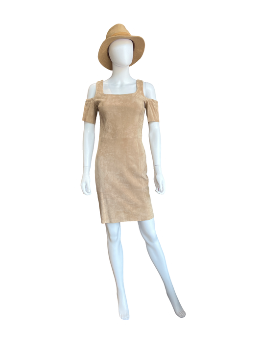 DROME Clod Shoulder Beige Blush 100% Lamb Leather Dress Medium