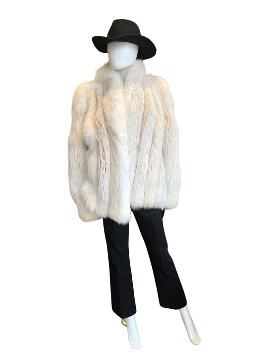 Genuine White Fox Fur Coat