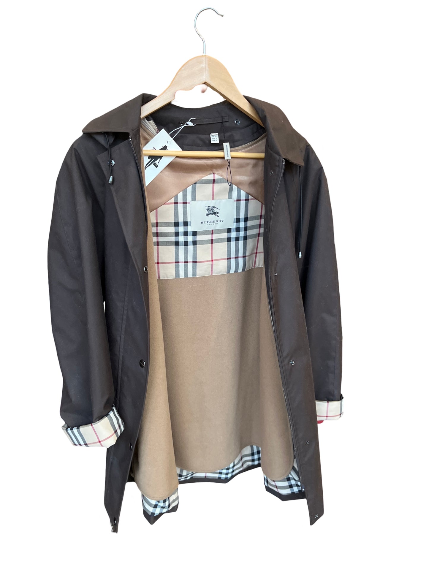 Burberry Brittany Brown Hooded Trenchcoat /10