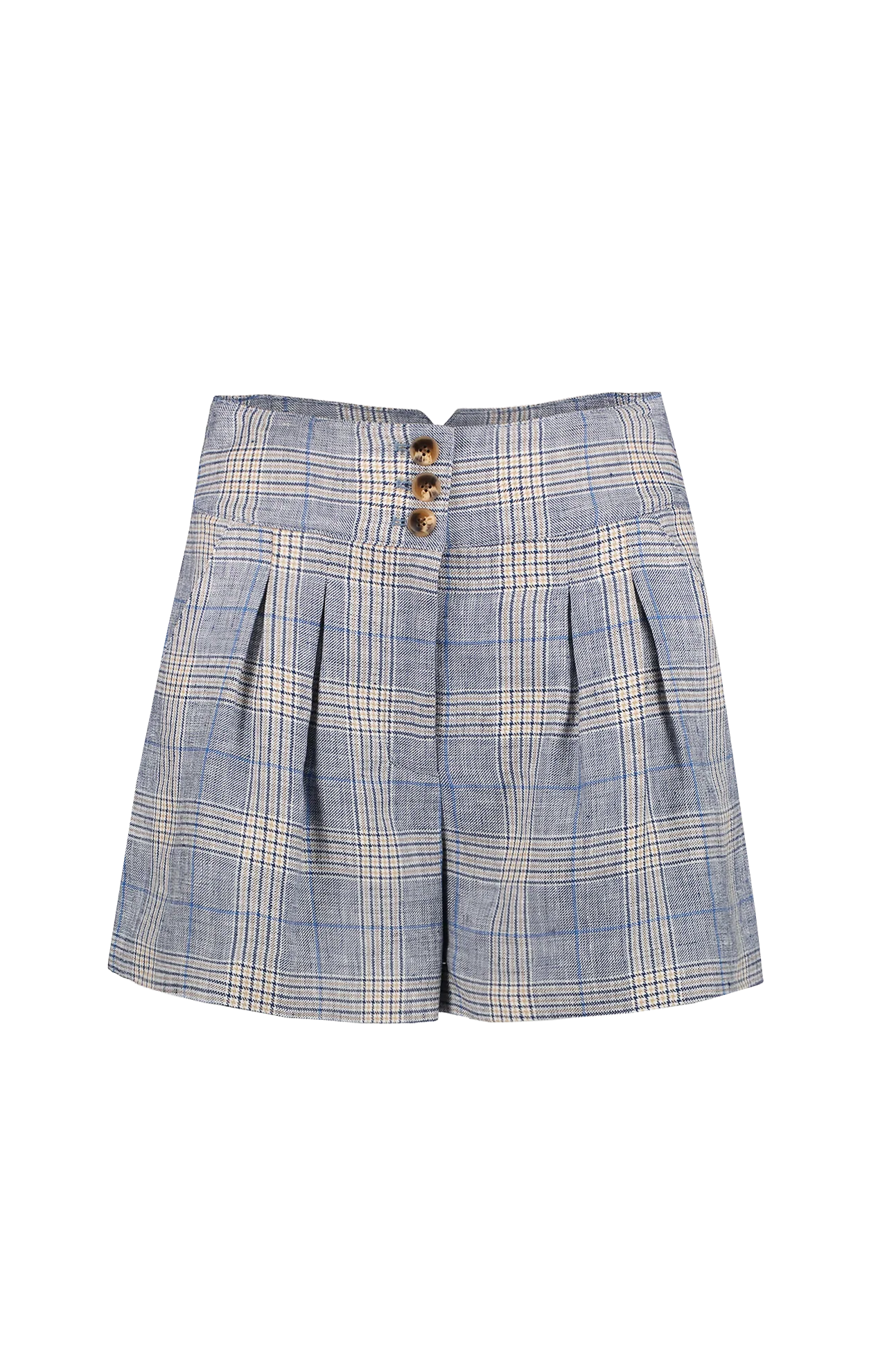 Veronica Beard "Alicia" Pleated Checked Linen Short Size 2
