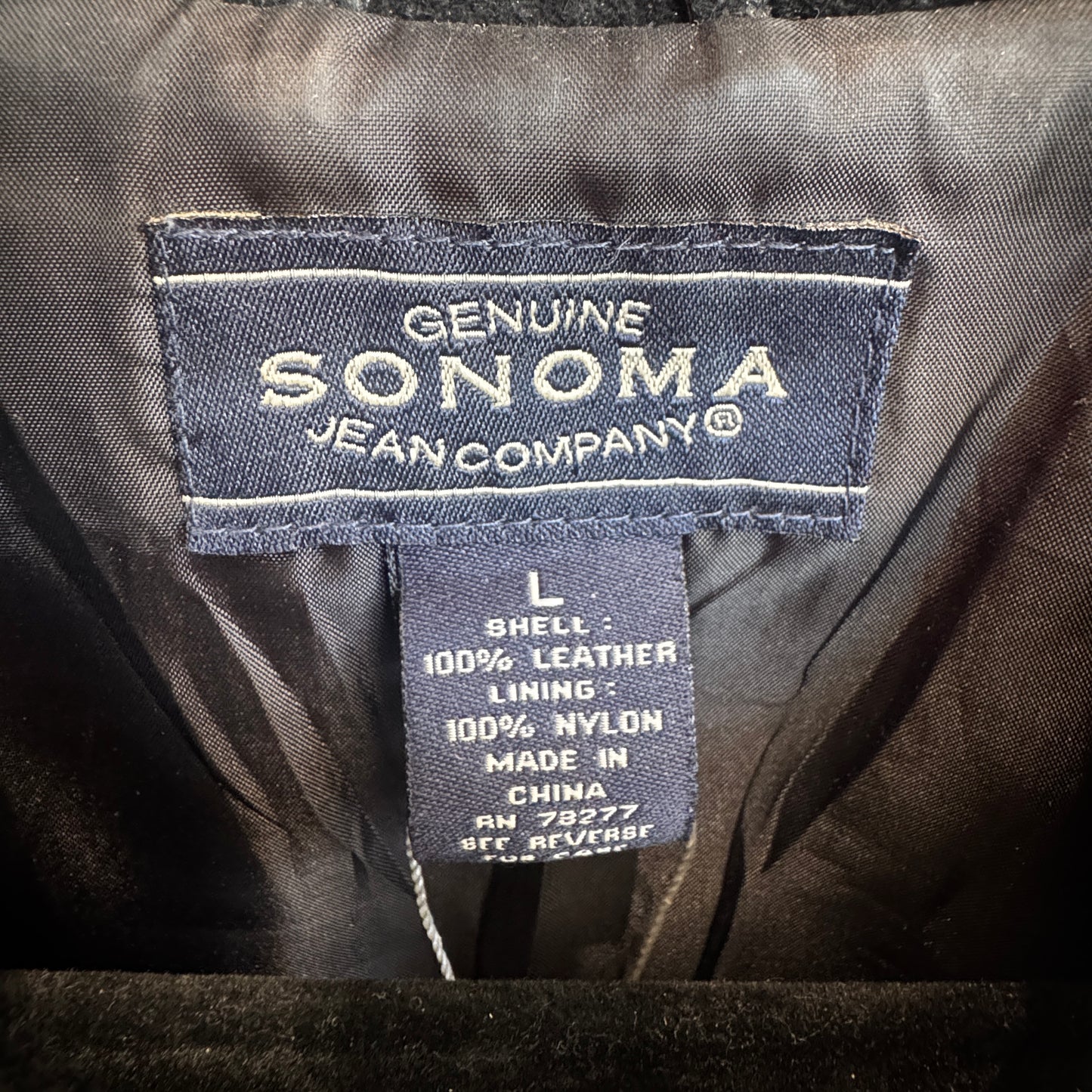 Genuine Sonoma Black Leather Suede Jacket Size Large