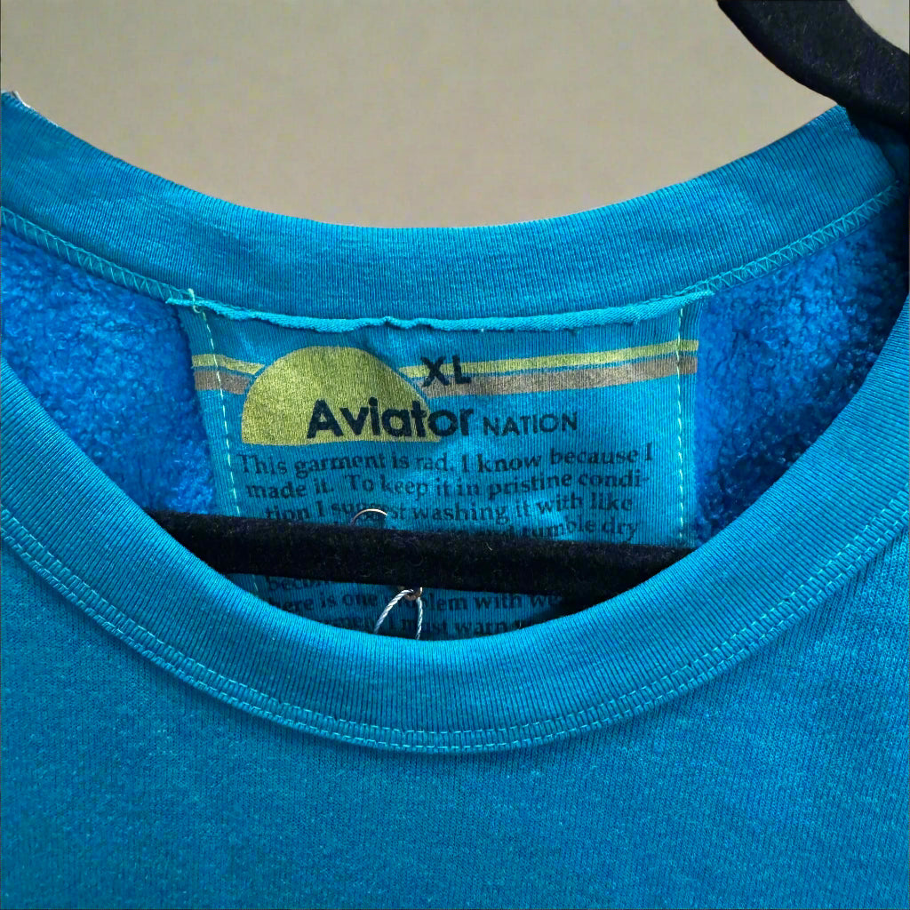 Aviator Nation Blue Crew Neck Size X-Large