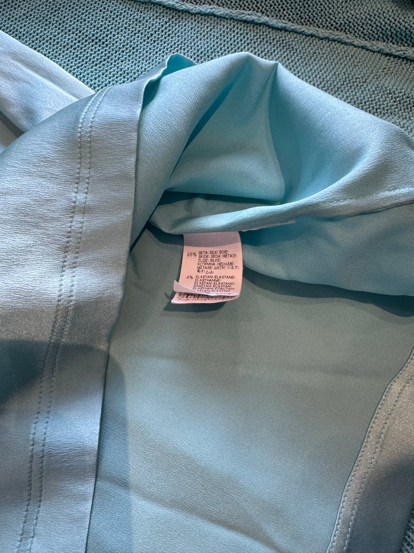 Brunello Cucinelli Aqua 2PC Set Cardigan and Silk Sleeveless Top
