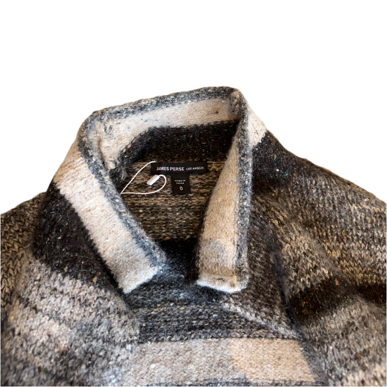 James Perse Brown Striped Wool Blend Cardigan
