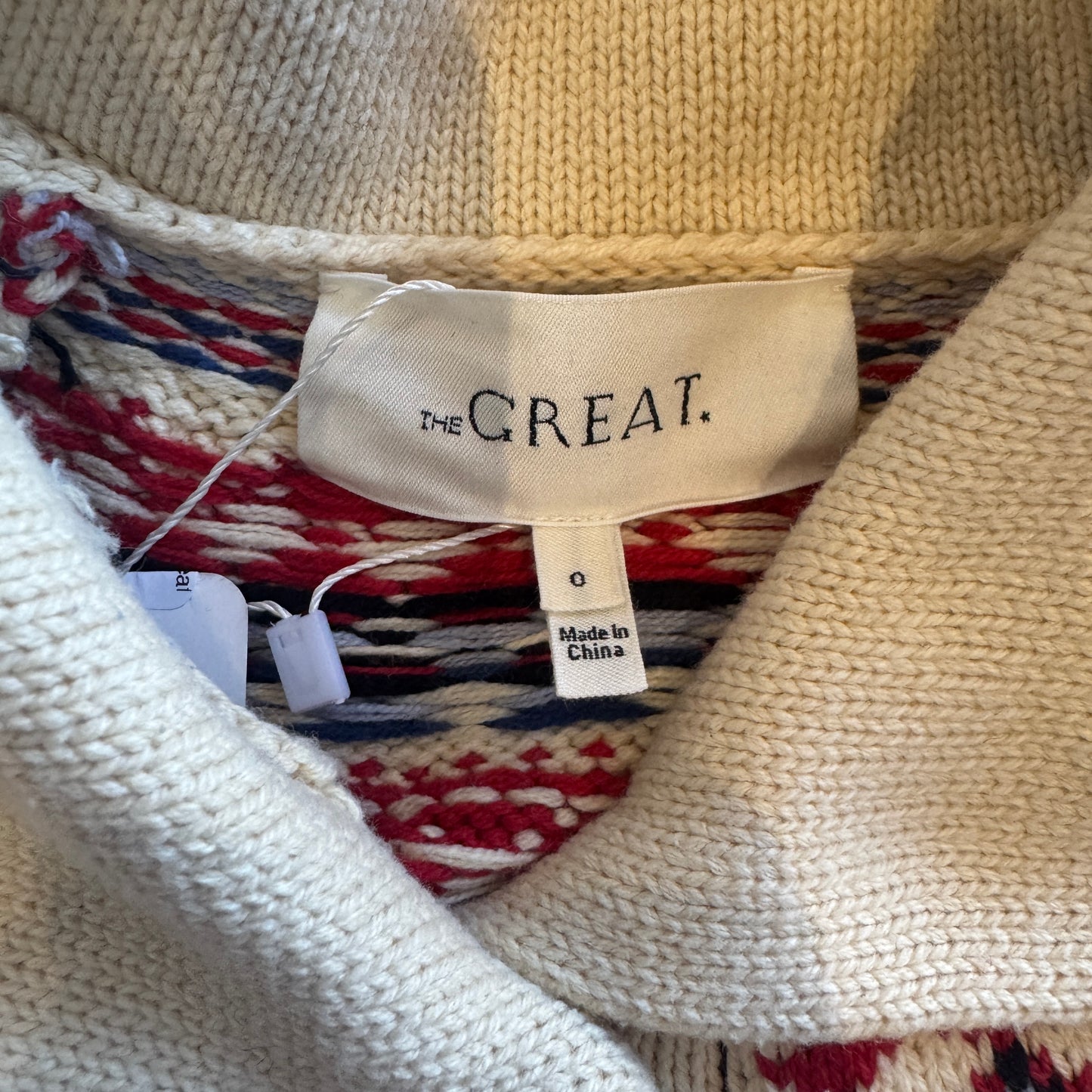 The Great. Mini Collar Cardigan Knit Sweater