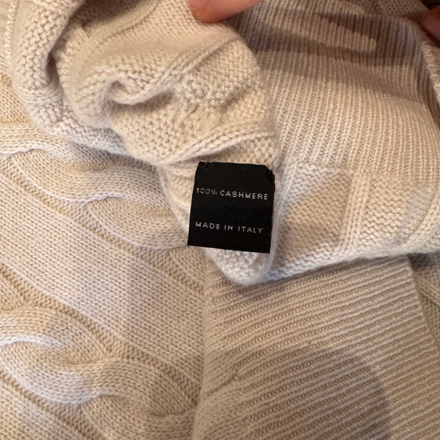 Manrico Pure Cashmere Crewneck Cable Knit Cream Sweater Small