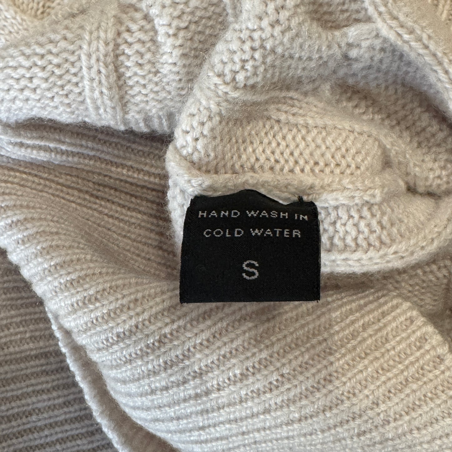 Manrico Pure Cashmere Crewneck Cable Knit Cream Sweater Small