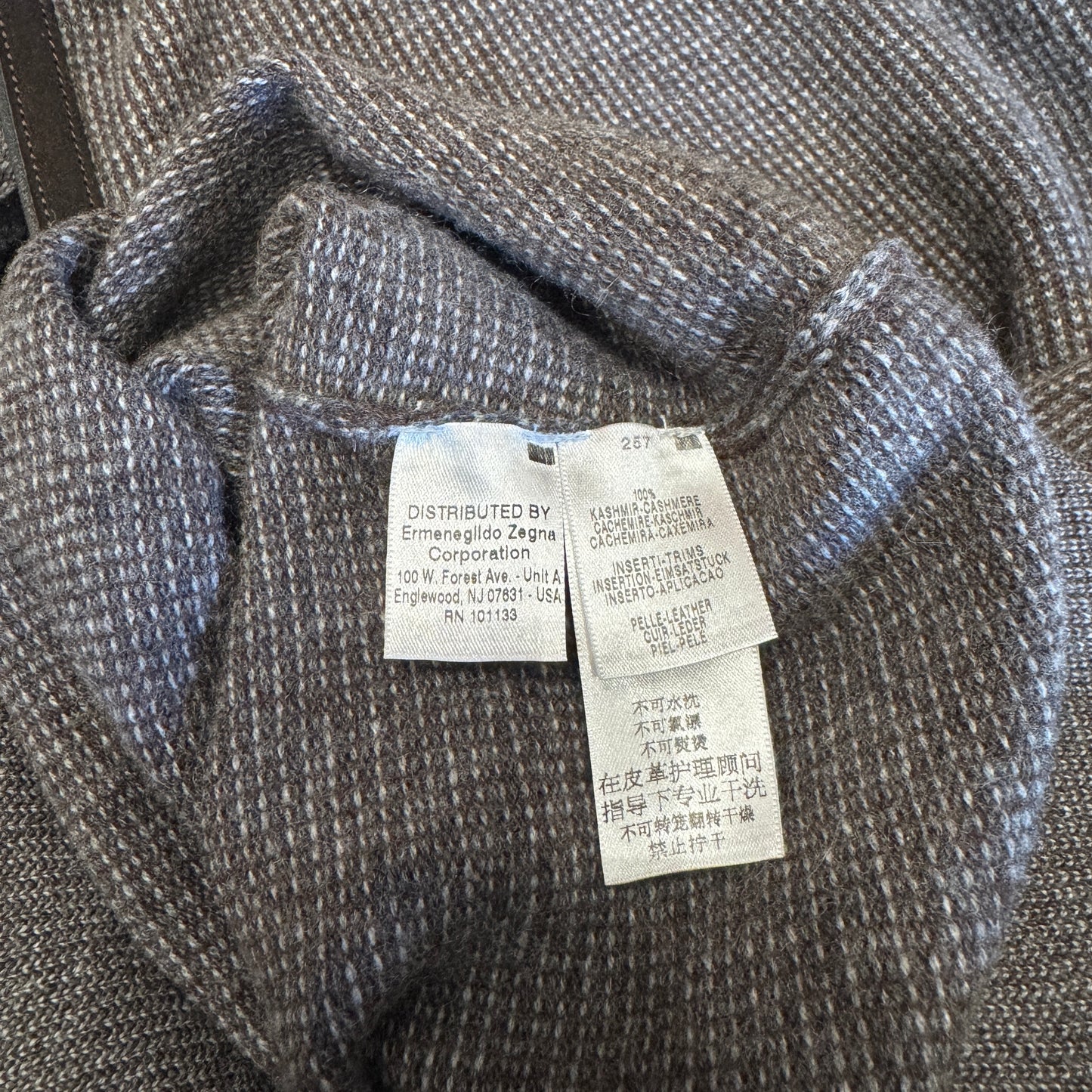 Ermenegildo Zegna Pure Cashmere Suede Zipper Trim