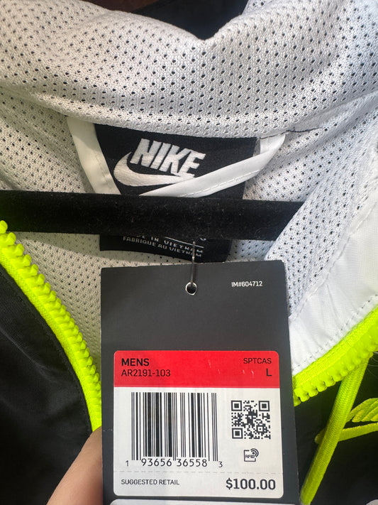 New Nike Neon Green Windbreaker Size Large Men's