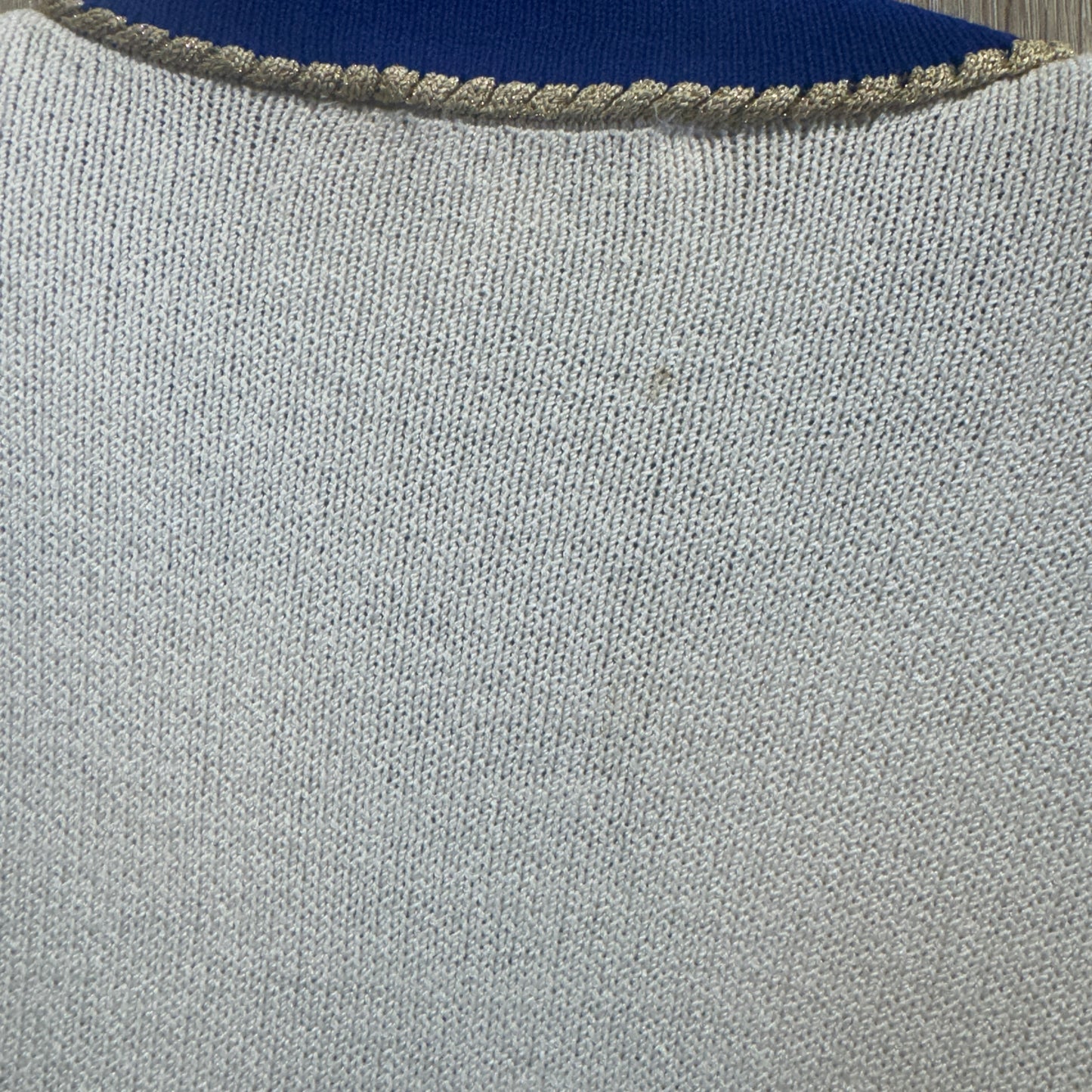 St. John Vtg 3 PC Set Cream/Blue Trim Gold Buttons