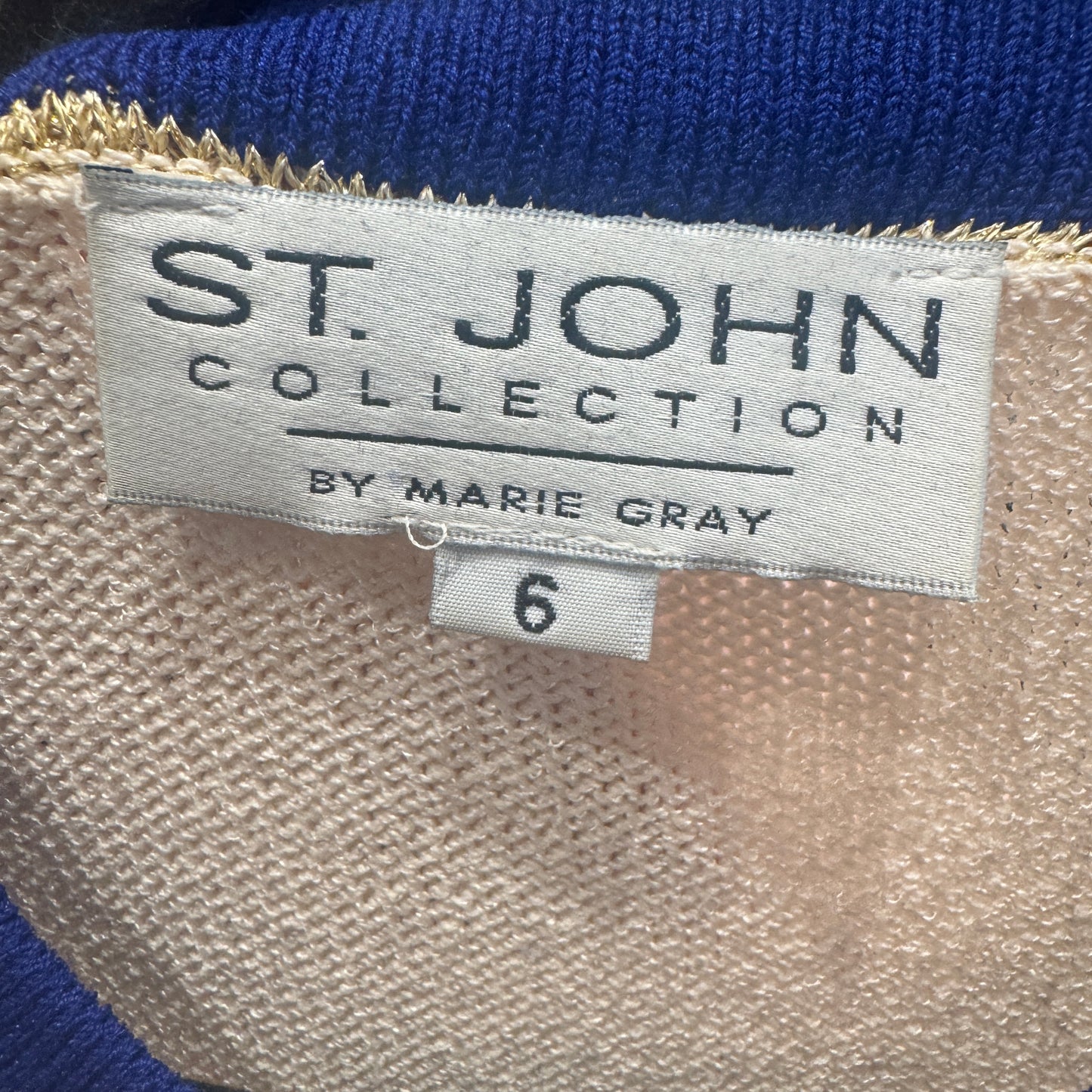 St. John Vtg 3 PC Set Cream/Blue Trim Gold Buttons